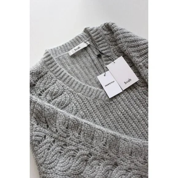 b+ab Women's Size Small Gray Layered Knit Jumper V-Neck Pullover Sweater $395 - Picture 5 of 11
